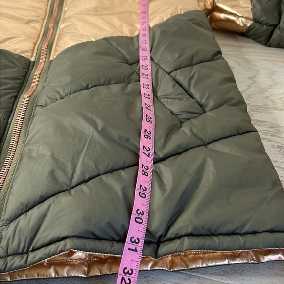 FREE PEOPLE Reversible Puffer Olive Green Metallic Rose Gold OVERSIZED - Picture 15 of 15